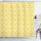 ABAKUHAUS Gelb Duschvorhang, Vintage Bohem Geometric, Stoffliches Gewebe Badezimmerdekorationsset mit Haken, 175 x 180 cm, Creme Gelb