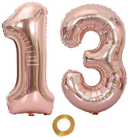 Luftballons Zahl 13, Nummer 13 Luftballon Rosegold Mädchen Luftballons 13. Geburtstag Folienballon, Zahl 13 Rose Gold Nummer 13 Ballons Große 32 Zoll Riese Heliumfolie Ballon …