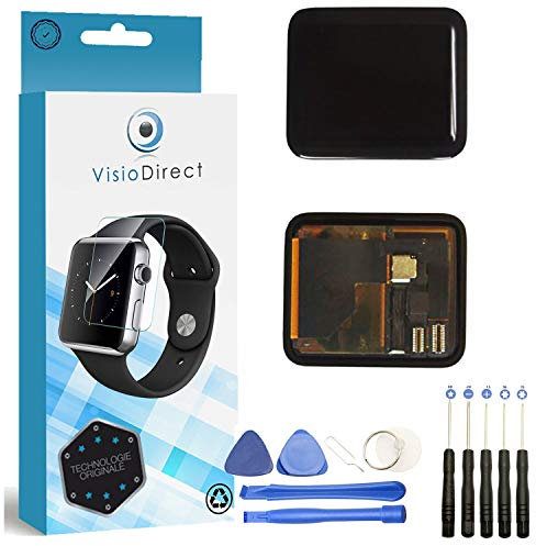 Visiodirect® Ecran Complet: Vitre Tactile + Ecran LCD Compatible avec Apple Watch Series 1 Taille 42mm + Film Protecteur Verre trempé + Kit Outils Offert