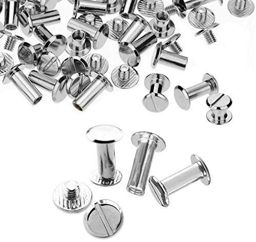 Trimming Shop Lot de 20 rivets à vis Chicago à tête plate en laiton durable, anti-résistant pour travaux manuels, travaux manuels, reliure, loisirs créatifs, décoration, 10 mm x 15 mm