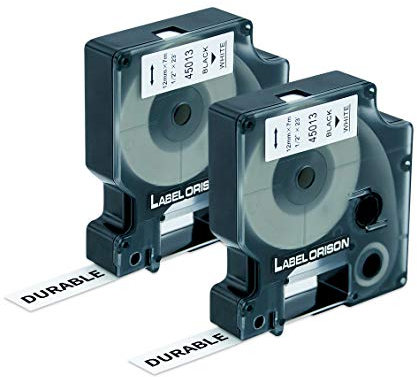 2X Label Orison 45013 S0720530 kompatible Etikettenband als Ersatz für Dymo D1 Schwarz auf Weiß 12mm 7m Schriftband für DYMO LabelManager 160 210D 260P 280 360D 420P LabelWriter 400 450 Duo