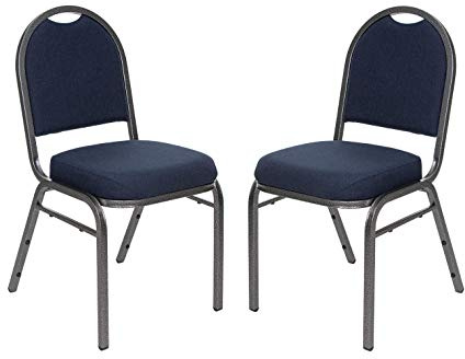 OEF Furnishings OEF9254-SV/2 Commercial-Grade Dome Back Banquet Stack Chair (Blue Fabric, Silver Powder-Coated Frame, 2-Pack)