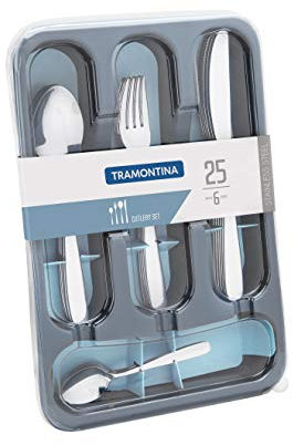 Tramontina Juego de cubiertos de acero inoxidable (24 piezas en bandeja)