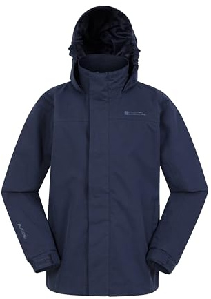 Mountain Warehouse Solar wasserdichte Kinderjacke – Rip-Stop-Gewebe, versiegelte Nähte, verstellbare Bündchen und justierbare Kapuze - Frühling, Sommer Marine 140