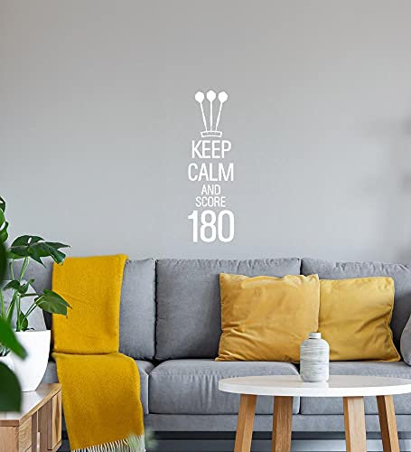 keep calm and score 180 darts Wandtattoo Weiß Aufkleber 40 x 132 cm
