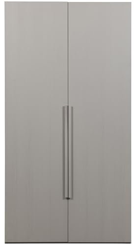 WOOOD Rens Kleiderschrank 2 Türig, Garderobenschrank aus Nussbaum-Dekor Schrank mit Hängefach und Ablagefächer - Grau - 210x110x58 cm
