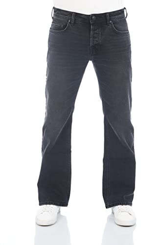 LTB Jeans Herren Stretch Timor Bootcut Jeanshose Hose Denim, Farbvariante:Black Wash (200), Größe:36W / 32L