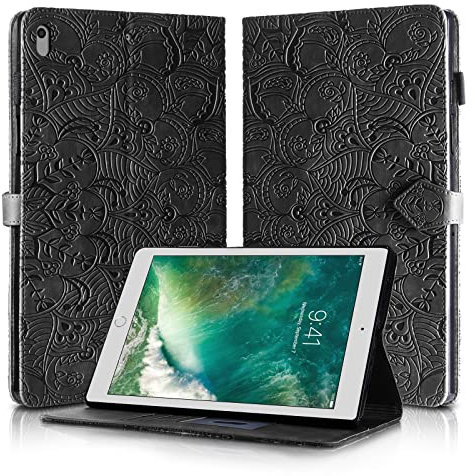 Rostsant Custodia iPad 6a/5a Generazione, iPad Air 2/Air 1, iPad Pro 9.7 Cover in Pelle PU Magnetico con Portapenne Cover Custodia per iPad Air 2, iPad Air 1, iPad 2018/2017, iPad Pro 9.7 - Nero