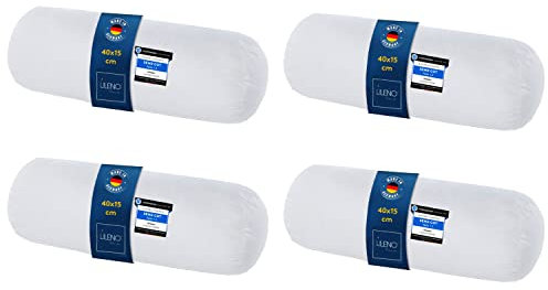 LILENO HOME Microfaser Nackenrolle 15x40 cm [4er Set] bis 95 Grad waschbar mit Reißverschluss - Kopfkissen 15x40 cm als Kissen-Füllung für Bett oder als Deko-Kissen - Sofa-Kissen & Zier-Kissen
