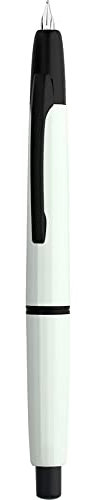 Majohn A2 Press Füllfederhalter Extra Feine Feder mit Box, einziehbarer Weißer Harz Tinte Stift mit Konverter Schreibstift Set (Schwarze Clip Version)