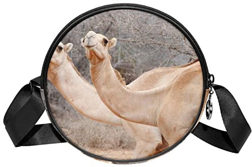 Messenger Bag African Camel Crossbody Tasche für Damen Rund, Mehrfarbig, 6.7x6.7x2.3 in, Sling Rucksäcke