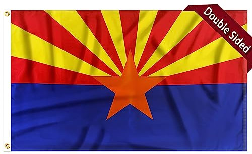 FLAGWIN Arizona-Flagge, 90x150 cm, 3-lagig, doppelseitig, Polyester, Arizona-Flagge mit Messingösen, lebendige Farben und lichtbeständig, Bundesstaat Arizona-Flagge, 7.6x12.7 cm, für den Außenbereich