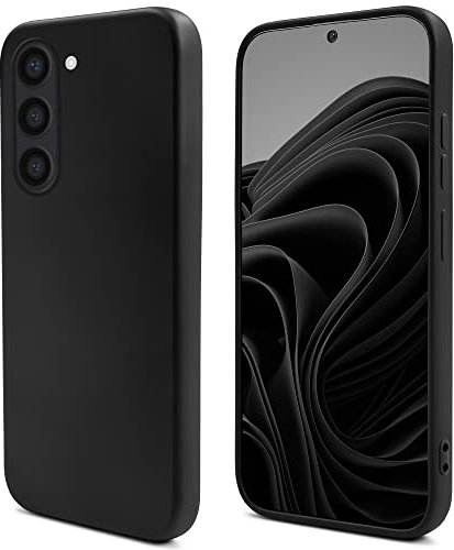 Moozy Lifestyle. Coque pour Samsung S23, Noire - Case en Silicone Liquide avec Finition Mate et Doublure en Microfibre Douce, Étui Phone Case Cover