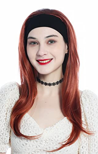 WIG ME UP - H9306-350 Perücke Haarteil Halbperücke mit Stirnband dunkles Rot Kupferrot lang glatt Haarverlängerung 65 cm
