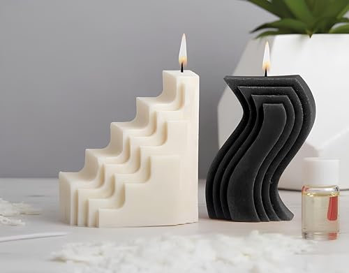 House Of Crafts Candle Making Art Deco, Single Craft Kit Set, Black & White, Make 4 Fragranced Candles, Includes 2 Moulds, 380g Soy Wax, Candle Wicks, Vanilla Fragrance, 5g Colour Pigment
