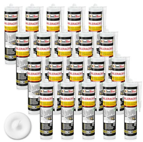 Isolbau Mastic acrylique pour peintre acrylique plastoélastique pour colmater les joints en intérieur et en extérieur - Blanc - 20 x 300 ml