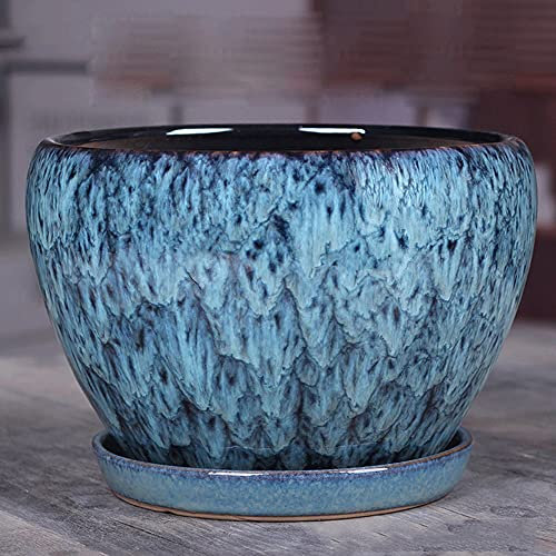 Extra Large Round Ceramic Planter Pots for Garden Flowers Cactus Plant with Drain Hole and Saucer Small to Medium to Large Sized Round Modern Ceramic Garden Flower Pots