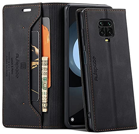 Tuzon Handyhülle für Xiaomi Redmi Note 9 Pro Hülle Brieftasche Retro Leder Flip Hülle mit Kartenhalter RFID-Blockierung Tasche Magnet Kickstand Schützende Gehäuse