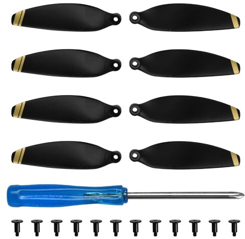Pinsheng 8 Stück Drohne Propellerblätter, Rauscharmer Propeller, Propeller Ersatzklingen für Drohne, Propeller Zubehör für DJI Mavic MINI2/SE, Schwarz