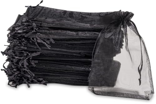 Carehabi Weihnacht Geschenktaschen Organzasäckchen Organzabeutel Geschenkbeutel Organza Schmuckbeutel Hochzeit Säckchen Lavendelsäckchen Hochzeitsbevorzugung 50 Stück 7x9cm Schwarz