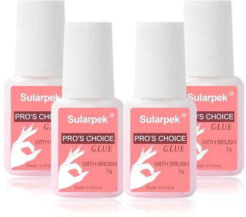 Sularpek 4 Pcs Colle Faux Ongles, 7ml Colle Ongle Avec Pinceau, Colle Faux Ongles Extra Forte, Colle à Ongles, Nail Glue, Colle Capsule pour, Réparer et Allonger Les Ongles