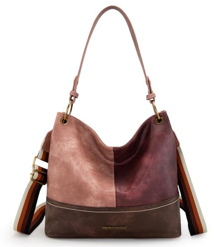 Montana West Hobo-Schulterhandtaschen für Damen, mit Reißverschluss, Crossbody Pink, Large