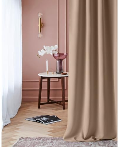 ROOM99 Vorhang mit Ösen Laurel 140 x 260 cm Beige, 1 Stück | Verdunkelung Blickdicht Schiebegardinen Curtain Wohnzimmer Schlafzimmer