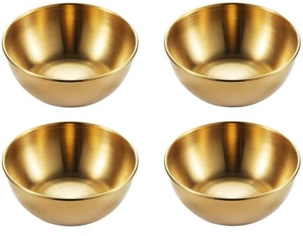 4 Pièces Coupelles Rondes Acier Inoxydable Doré,Coupelles Sauce Rondes Acier Inoxydable,Petits Bols De Service,Peut Contenir Des Sauces,De La Sauce Soja,Du Ketchup,Assaisonnements,Fruits,Desserts