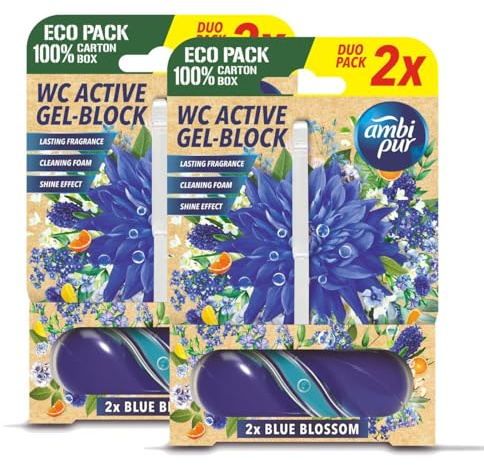 Ambi Pur WC Active Gel-Block 2x45g Blue Blossom - WC Duft (2er Pack)