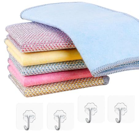 12 Stück Mehrzweck Geschirrspüllappen aus Draht, Stahldraht Geschirrspüllappen, Mikrofasertücher Putztücher, Wiederverwendbares Reinigungstuch, Kratzfestes Drahtgeschirrtuch, für Küchen, Geschirr