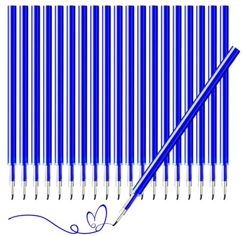 20 Stück 0,7mm Stifte Ersatzminen Blau, Tintenroller Patronen, Friktionsstifte, Upgraded Nachfüllminen, Druckgelschreiber,Drückbar Für Tintenroller Radierbar