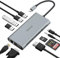 SINEHO HUB USB C, 11 en 1 Adaptateur USB C avec 4K HDMI, VGA, Ethernet, 4 Ports USB, SD/TF, 100W PD, Audio 3,5mm, Compatible avec MacBook Pro/Air, Surface, Dell, HP et Plus Encore