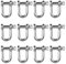 Lot de 12 manilles en forme de D en acier inoxydable 304 avec anneau en D M4 - Manille droite en D - Manille en D - Pour gréement de câbles en acier, cordons, chaînes, manilles
