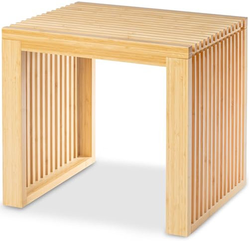 BAM BOO BOX Hocker mit Stauraum aus Bambus – Sitzhocker Holz für Bad, Flur oder Schlafzimmer – Holzhocker 45x33x43 cm – Stabiler Badezimmerhocker bis 250 kg belastbar