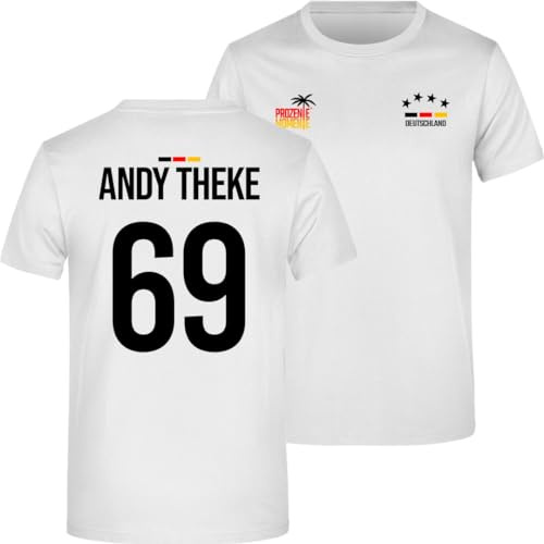Andy Theke - Deutschland T-Shirt | EM2024 | personalisierbar | 100% Baumwolle | 180 g/m² | EM Fanartikel | EM Trikot | Größe S-5XL | Weiß