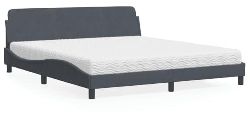 Willood Boxspringbett mit Matratze Dunkelgrau 180x200 cm Bett Weicher Samt Hervorragende Unterstützung Schaumstoffmatratze