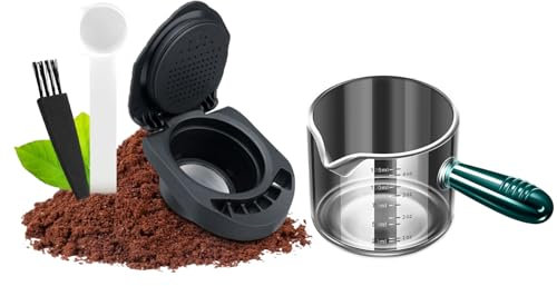FOVNOT Adaptador para Cápsulas Reutilizables for Dolce Gusto Convertidor de Cápsulas de Café Adaptador para Cápsulas de Café Recargables con Taza Medidora para Espresso Compatible for Piccolo XS