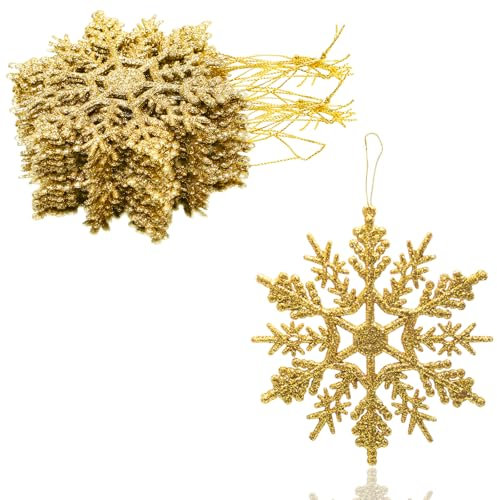 20pcs Snowflake Decoration, Gold Christmas Decorations,Gold Snowflake Decoration Christmas Hanging Decorations Christmas Tree Decorations Christmas Decorations Indoor Party Decoration