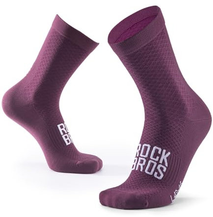 ROCKBROS Road to Sky Fahrradsocken, Sportsocken Atmungsaktive, Lange Laufsocken Herren Damen, Rutschfeste Socken für Rennrad Mountainbike Violett M