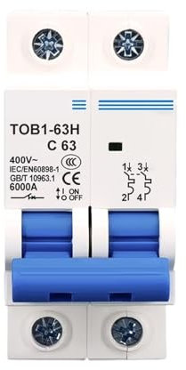 FDYZCIYI Disjoncteur 2P 20A 400V ~ 50HZ/60HZ, disjoncteur AC MCB Type C, 1 pièce(20A)
