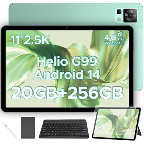 DOOGEE T35 Tablet 11 Pulgadas con Teclado y Lapiz, 20GB RAM 256GB ROM/2TB TF Tablet Android 14 2.5K Pantalla FHD+,Tableta Helio G99 8580mAh/20MP/Dual 4G LTE/Widevine L1/Face ID Tablets PC y Funda 2025