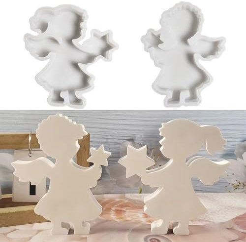2 Stück Silikonform Weihnachten Engel, Silikonformen Gießformen, 3D Engel Gießformen Weihnachten, Silikonform Kerzenhalter Für DIY, Handwerk, Heimdekoration