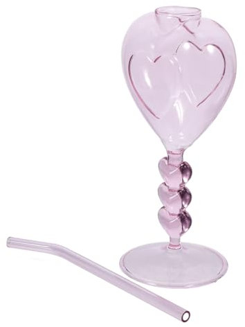 Cabilock 1 Jeu Verre à cocktail en forme de coeur verres à cocktail coeur vin rouge verres à martini créatifs verres à jus verre à cocktail de fête verres à boire uniques Un verre rose
