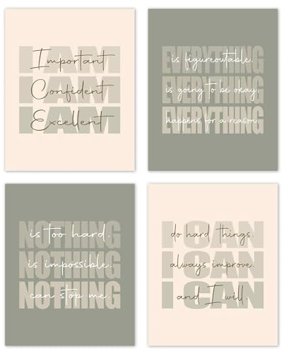 TLESKE Inspirierende Poster, ungerahmt, adrette, motivierende Wandkunstdrucke, Dekoration für Büro, Teenager, Jungen, Schlafsaal, Schlafzimmer, Spielzimmer, positive Bestätigungen, Bilder,