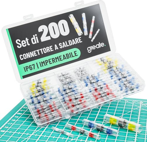 greate Set de 200 Conector termoretractil con tubo termorretráctil - Empalme cables electricos resistentes y impermeables, conector cable electrico, conector cables, empalmes termoretractil
