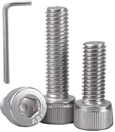 BACSHBY 10 pcs M4 x 60 mm Allen Socket Head Cap Screws – Fully Threaded M4 Hex Bolts 60 mm, A2 Stainless Steel Coarse Threads Long Hexagon Socket Bolts with Wrench
