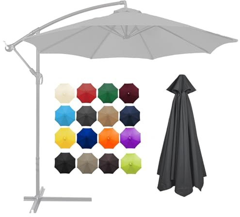 Gartenschirm Stoff Ersetzen 2/2.7/3/3.50m 8 Streben, UV-Schutz Ampelschirm Ersatz-Bezug, Wasserdicht Sonnenschirmbezug Ersatzbezug Für Balkon, Pool Und Strand(Gray,350CM(11.5FT))