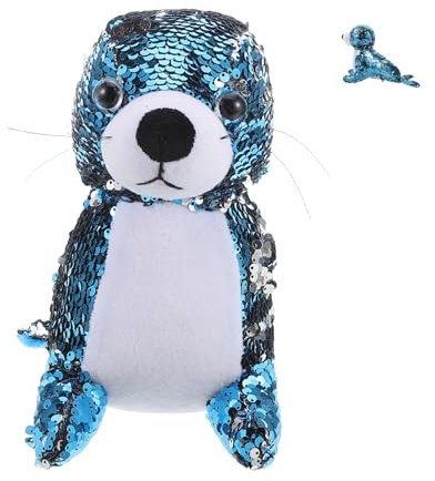 Toddmomy Große Robbenpuppe Aus Plüsch Weich Und Gemütlich Stofftier Wendbar Meerjungfrau-Pailletten-Spielzeug Für Jungen Und Mädchen