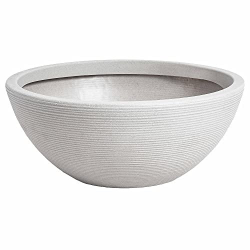 Muddy Hands Decorative Stone Effect Round Plastic Planter Bowl Indoor Home Outdoor Garden Flower Herb Tree Ornamental Plant Pot Water Feature (Stone, Bowl)