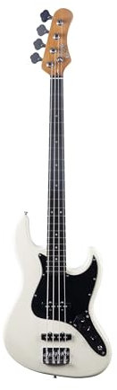 EKO Guitars – Bajo eléctrico JB-400, 4 cuerdas, cuerpo de pawlonia, mango de arce, teclado de Laurel, pastilla tipo Jazz, color blanco vintage
